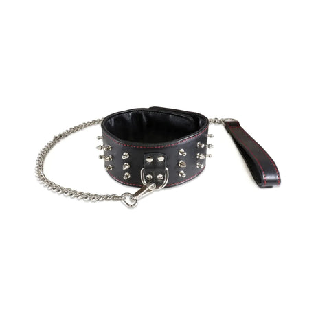 Sultra Lambskin Studded Leather Collar with Chain