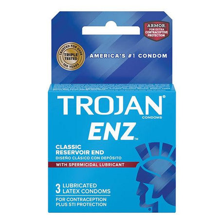 Trojan ENZ Spermicidal Lubricated Condoms - Box Of 3