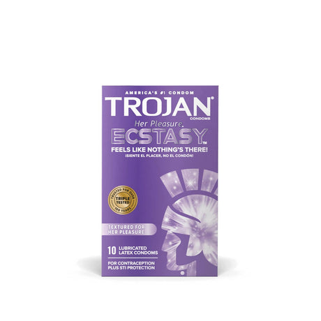 Trojan Her Pleasure Ecstasy Large Size Condoms - Box Of 10
