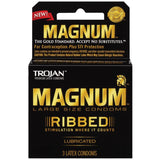 Trojan Magnum Ribbed Large Size Condoms - Box Of 3