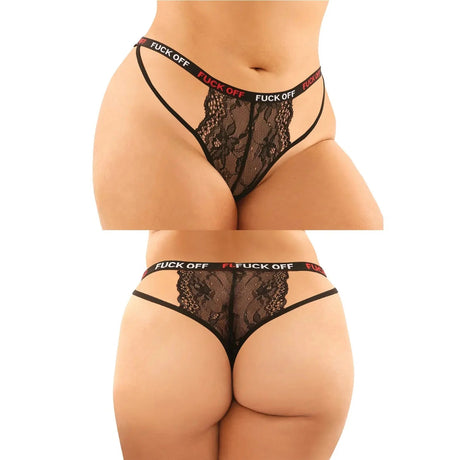 Vibes 2-Pack Fuck Off Caged Lace Panty & Micro Thong