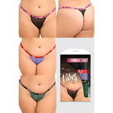 Vibes 3-Pack Sexy AF Thongs in Assorted Colors